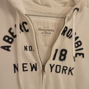 Abercrombie & Fitch White Hoodie with Black Accents